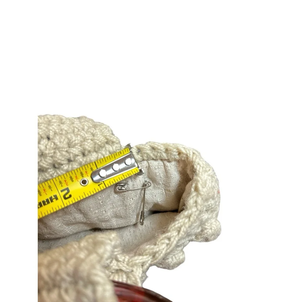 Vintage Macrame BoHo Crochet Handmade Beige Handbag Brown‎ Pastic Loop Handles